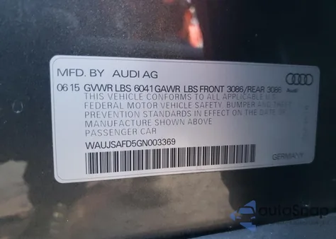 2016 Audi S8 Quattro из США, поврежденный, VIN WAUJSAFD5GN003369